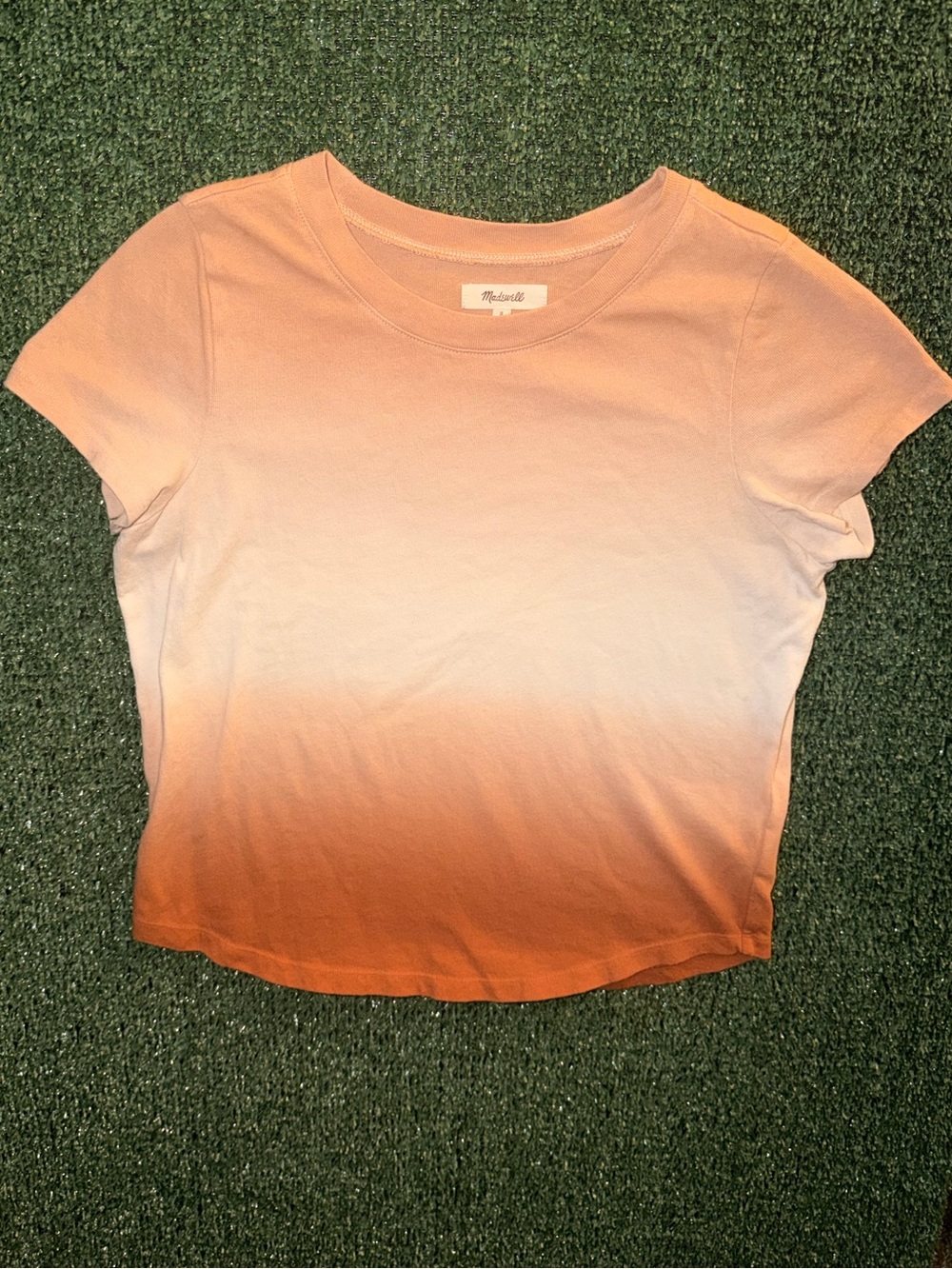 Madewell Ombre Crewneck Tee in Peach to Rust Sz Small